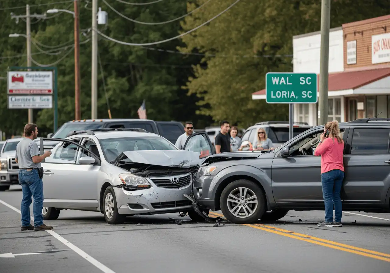 car accident on a small town street in loris south carolina