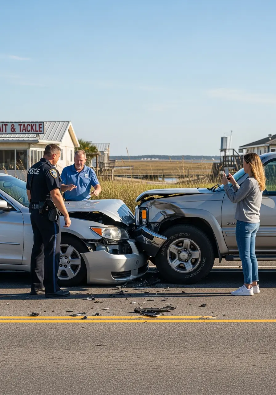 A car accident on the road highlighting the importance of hiring a Little River Personal Injury Lawyer.